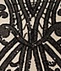R & M Richards Sequin Pattern Sleeveless Fan Panel Gown - Image 3