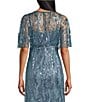 R & M Richards Sequin V-Neck Flutter Sleeve Sheer Capelet A-line Dress, Color:Blue - Image 4
