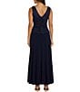 Color:Navy - Image 2 - Sleeveless Cowl Neck Glitter Ruched Bodice Drop Waist Dress