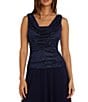 Color:Navy - Image 3 - Sleeveless Cowl Neck Glitter Ruched Bodice Drop Waist Dress