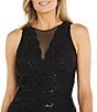 Color:Black - Image 3 - Sleeveless Illusion V-Neck Glitter Lace Dress