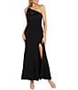 Color:Black - Image 1 - Sleeveless One Shoulder Rhinestone Embellished Draped Dress