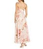 Color:Ivory/Peach - Image 2 - Sleeveless V-Neck Floral Faux Wrap Dress