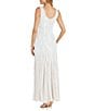 Color:Ivory/Nude - Image 2 - Sleeveless V-Neck Godet Insets Embroidered Iridescent Sequin Power Mesh Gown