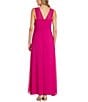 Color:Fuchsia - Image 2 - Sleeveless V-Neck Rhinestone Detail Crepe Chiffon A-Line Maxi Dress