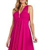 Color:Fuchsia - Image 3 - Sleeveless V-Neck Rhinestone Detail Crepe Chiffon A-Line Maxi Dress