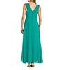 Color:Verde - Image 2 - Sleeveless V-Neck Rhinestone Detail Crepe Chiffon A-Line Maxi Dress