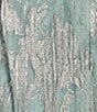 Color:Seafoam/Silver - Image 3 - Sleeveless V-Neck Rhinestone Trim Waist Foil Print Mesh Dress