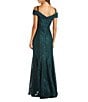 R & M Richards Stretch Lace Off-The-Shoulder Cold Shoulder Cap Sleeve Mermaid Gown, Color:Hunter - Image 2