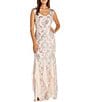 Color:Champagne/Silver - Image 1 - Sweetheart Neck Sleeveless Sequin Detail Maxi Dress