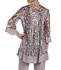 Color:Champagne - Image 4 - Swirl Sequin Scoop Neck 3/4 Sleeve Jacket 2-Piece Twinset