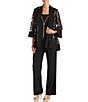 R & M Richards Swirl Sequin Scoop Neck 3/4 Sleeve Jacket 3-Piece Set - Image 1