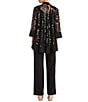 R & M Richards Swirl Sequin Scoop Neck 3/4 Sleeve Jacket 3-Piece Set - Image 2