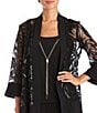 R & M Richards Swirl Sequin Scoop Neck 3/4 Sleeve Jacket 3-Piece Set - Image 3
