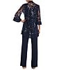R & M Richards Swirl Sequin Scoop Neck 3/4 Sleeve Jacket 3-Piece Set - Image 6