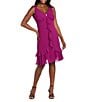 R & M Richards Two Piece Chiffon Ruffle Detail Capelet Dress, Color:Mulberry - Image 3