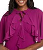 R & M Richards Two Piece Chiffon Ruffle Detail Capelet Dress, Color:Mulberry - Image 5