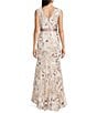 R & M Richards Two Tone Floral Print Embroidered Sequin Sleeveless Mermaid Gown, Color:Nude/Multi - Image 2
