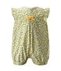 Color:Yellow - Image 1 - Baby Girls 3-24 Months Round Neck Cap Ruffle Sleeve Ditsy Romper Suit
