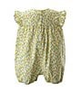 Color:Yellow - Image 2 - Baby Girls 3-24 Months Round Neck Cap Ruffle Sleeve Ditsy Romper Suit