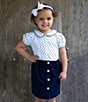Color:Navy - Image 3 - Little/Big Girls 2-10 Cord Button Front Skirt