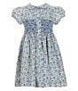 Color:Multi Floral - Image 1 - Little/Big Girls 4-6 Peter Pan Collared Cap Sleeve Button Down Floral Print Dress