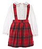 Color:Red - Image 1 - Little Girls 2-5 Flannel Tartan Plaid Jumper Dress