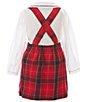 Color:Red - Image 2 - Little Girls 2-5 Flannel Tartan Plaid Jumper Dress
