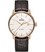Color:Brown - Image 1 - Men's Coupole Classic Automatic Leather Strap Watch