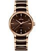 Color:Two Tone - Image 1 - Unisex Brown Dial Centrix Automatic Two Tone Stainless Steel Bracelet Watch