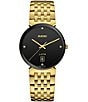 Color:Gold - Image 1 - Unisex Florence Classic Diamonds Quartz Analog Black Dial Gold Stainless Steel Watch