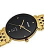 Color:Gold - Image 2 - Unisex Florence Classic Diamonds Quartz Analog Black Dial Gold Stainless Steel Watch