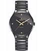 Color:Black - Image 1 - Unisex True Automatic Diamonds Black Titanium Bracelet Watch