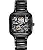 RADO Unisex True Square Automatic Open Heart Ceramic Bracelet Watch, Color:Black/Silver - Image 1