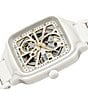 Color:White - Image 3 - Unisex True Square Automatic Open Heart White Titanium Bracelet Watch