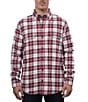 Color:Rust Plaid - Image 1 - Campfire Heavyweight Brushed Flannel Long Sleeve Woven Shirt Jacket