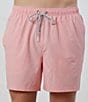 Color:Flamingo Pink - Image 1 - Solid 6#double; Inseam Swim Trunks