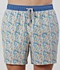 Color:Coral - Image 1 - Tropical Cocktail Print 6#double; Inseam Swim Trunks