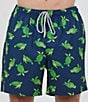 Color:Navy - Image 1 - Turtles of The Sea 6#double; Inseam Swim Trunks