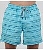 Color:Blue Radiance - Image 1 - Wavy Waters 6#double; Inseam Swim Trunks