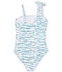 Color:Blue - Image 2 - Big Girls 7-16 Catchin Zebras One-Shoulder Zebra-Print One-Piece Swimsuit