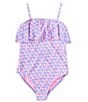 Color:Multi - Image 1 - Big Girls 7-16 Coastal Cutie La Playa Geometric One-Piece Swimsuit