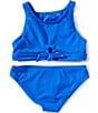 Raisins Big Girls Kailua Road Scruch Tie Front High Neck Top & Hipster Bottom 2-Piece Swimsuit, Color:Blue - Image 2