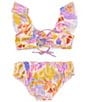 Color:Multi - Image 2 - Big Girls 7-16 Printed Halter Top & Hipster Bottom 2-Piece Swimsuit