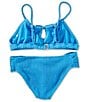 Raisins Big Girls Solid Pique Keyhole-Front Halter Top & Matching Hipster Bottom Two-Piece Swimsuit, Color:Slate - Image 2