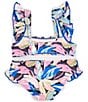 Color:Multi - Image 2 - Big Girls 7-16 Tangalooma Printed Halter Top & Matching Hipster Bottom 2-Piece Swimsuit
