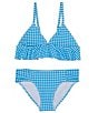 Raisins Big Girls Over The Shoulder Adjustable Strap Gingham Print 2-Piece Swimsuit Set - Image 1