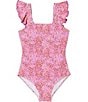 Raisins Big Girls Ruffle Straps Printed Full Coverage One Piece - Image 1