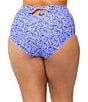 Raisins Curve Plus Size Amalfi Coast Island High Waist Swim Bottom, Color:Blue - Image 2