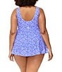 Raisins Curve Plus Size Amalfi Coast Lucia V-Neck Front Twist Swimdress One Piece Swimsuit, Color:Blue - Image 2